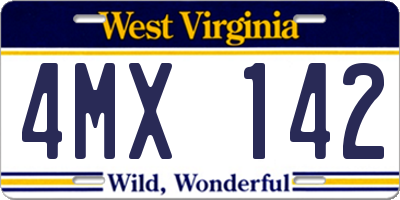 WV license plate 4MX142