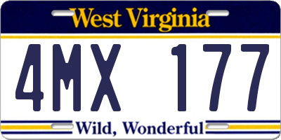 WV license plate 4MX177