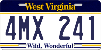 WV license plate 4MX241