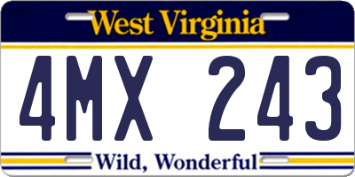 WV license plate 4MX243