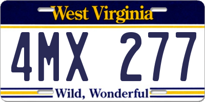 WV license plate 4MX277