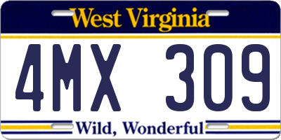 WV license plate 4MX309