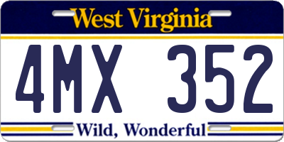 WV license plate 4MX352