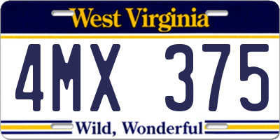 WV license plate 4MX375