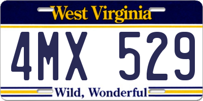 WV license plate 4MX529