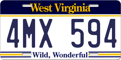 WV license plate 4MX594