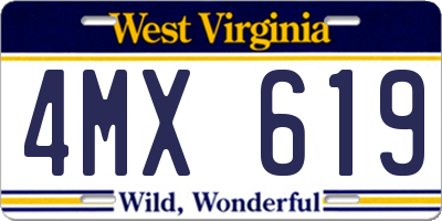 WV license plate 4MX619