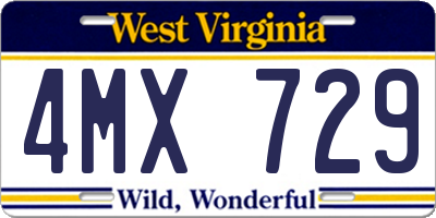 WV license plate 4MX729