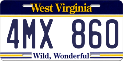 WV license plate 4MX860