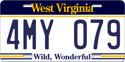 WV license plate 4MY079
