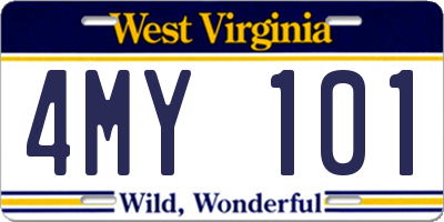 WV license plate 4MY101
