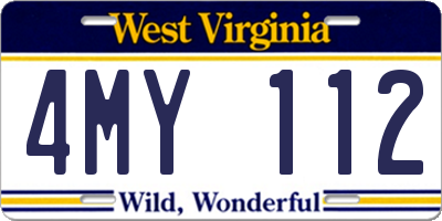 WV license plate 4MY112