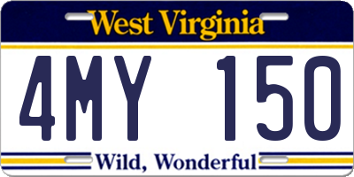 WV license plate 4MY150