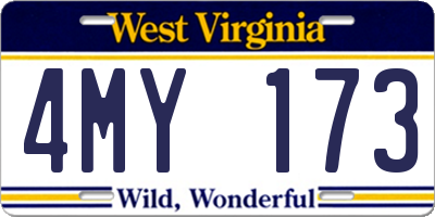 WV license plate 4MY173