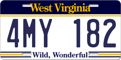WV license plate 4MY182