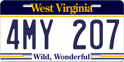 WV license plate 4MY207