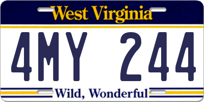 WV license plate 4MY244