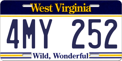 WV license plate 4MY252
