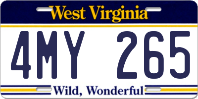 WV license plate 4MY265