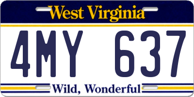 WV license plate 4MY637