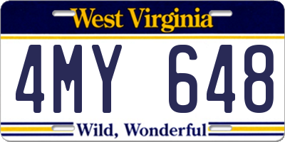 WV license plate 4MY648