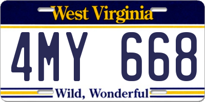 WV license plate 4MY668