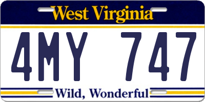 WV license plate 4MY747