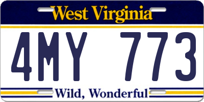 WV license plate 4MY773