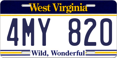 WV license plate 4MY820