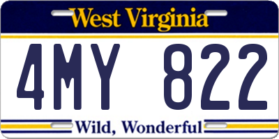 WV license plate 4MY822