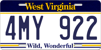 WV license plate 4MY922