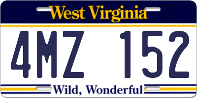 WV license plate 4MZ152