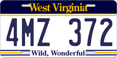 WV license plate 4MZ372