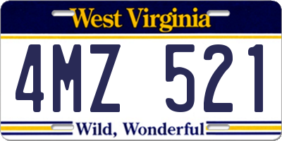 WV license plate 4MZ521