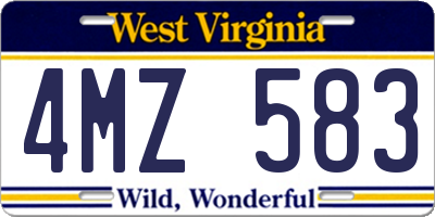 WV license plate 4MZ583