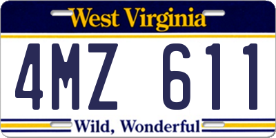 WV license plate 4MZ611