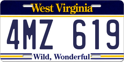 WV license plate 4MZ619