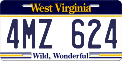 WV license plate 4MZ624