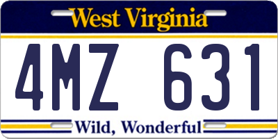 WV license plate 4MZ631