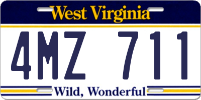WV license plate 4MZ711
