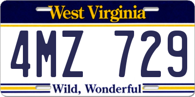 WV license plate 4MZ729