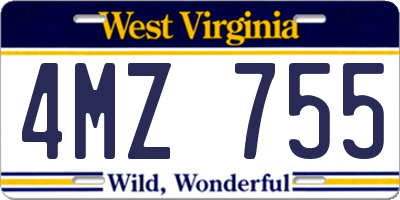WV license plate 4MZ755