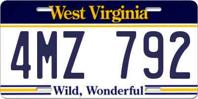 WV license plate 4MZ792
