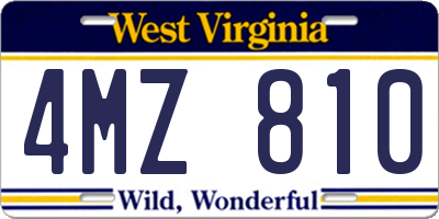 WV license plate 4MZ810