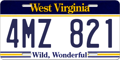 WV license plate 4MZ821