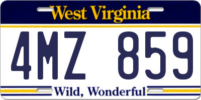 WV license plate 4MZ859