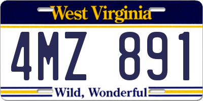 WV license plate 4MZ891