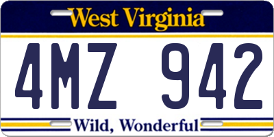 WV license plate 4MZ942