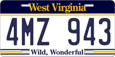 WV license plate 4MZ943