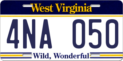 WV license plate 4NA050